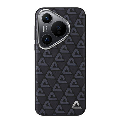 For Huawei Pura 70 Plain Leather Printed Cooling Phone Case(Black) - Huawei Cases by PMC Jewellery | Online Shopping South Africa | PMC Jewellery | Buy Now Pay Later Mobicred