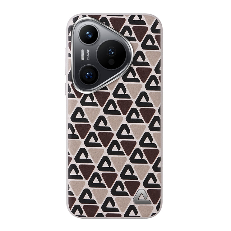 For Huawei Pura 70 Plain Leather Printed Cooling Phone Case(Brown) - Huawei Cases by PMC Jewellery | Online Shopping South Africa | PMC Jewellery | Buy Now Pay Later Mobicred