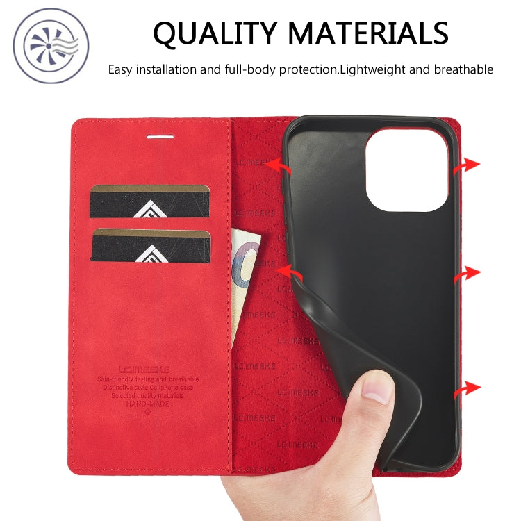 For iPhone 16 Pro LC.IMEEKE Strong Magnetism Microfiber Leather Phone Case(Red) - iPhone 16 Pro Cases by LC.IMEEKE | Online Shopping South Africa | PMC Jewellery | Buy Now Pay Later Mobicred