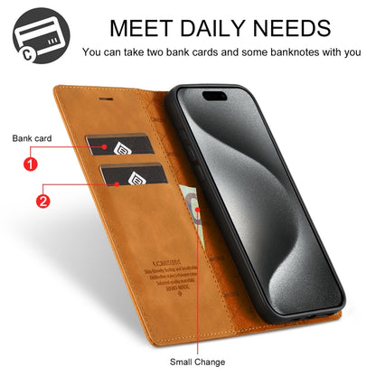 For iPhone 16 Pro Max LC.IMEEKE Strong Magnetism Microfiber Leather Phone Case(Brown) - iPhone 16 Pro Max Cases by LC.IMEEKE | Online Shopping South Africa | PMC Jewellery | Buy Now Pay Later Mobicred