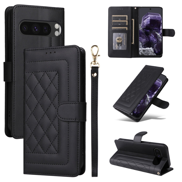 For Google Pixel 9 Pro Diamond Lattice Leather Flip Phone Case(Black) - Google Cases by PMC Jewellery | Online Shopping South Africa | PMC Jewellery | Buy Now Pay Later Mobicred