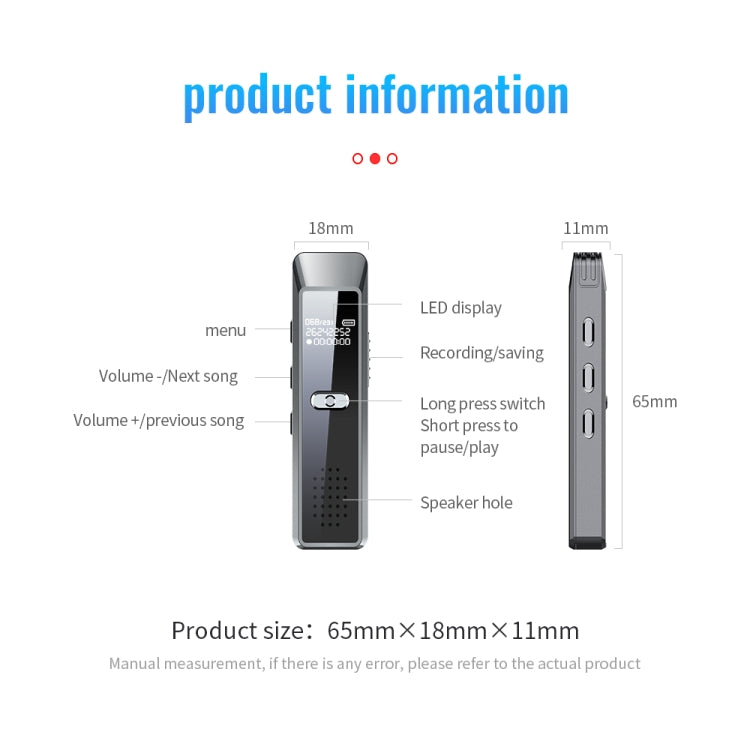 JNN Q7 Mini Portable Voice Recorder with OLED Screen, Memory:8GB(Metal Gray) - Recording Pen by JNN | Online Shopping South Africa | PMC TechLife | Buy Now Pay Later Mobicred