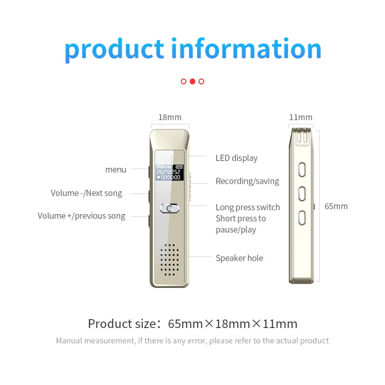 JNN Q7 Mini Portable Voice Recorder with OLED Screen, Memory:16GB(Gold) - Recording Pen by JNN | Online Shopping South Africa | PMC TechLife | Buy Now Pay Later Mobicred