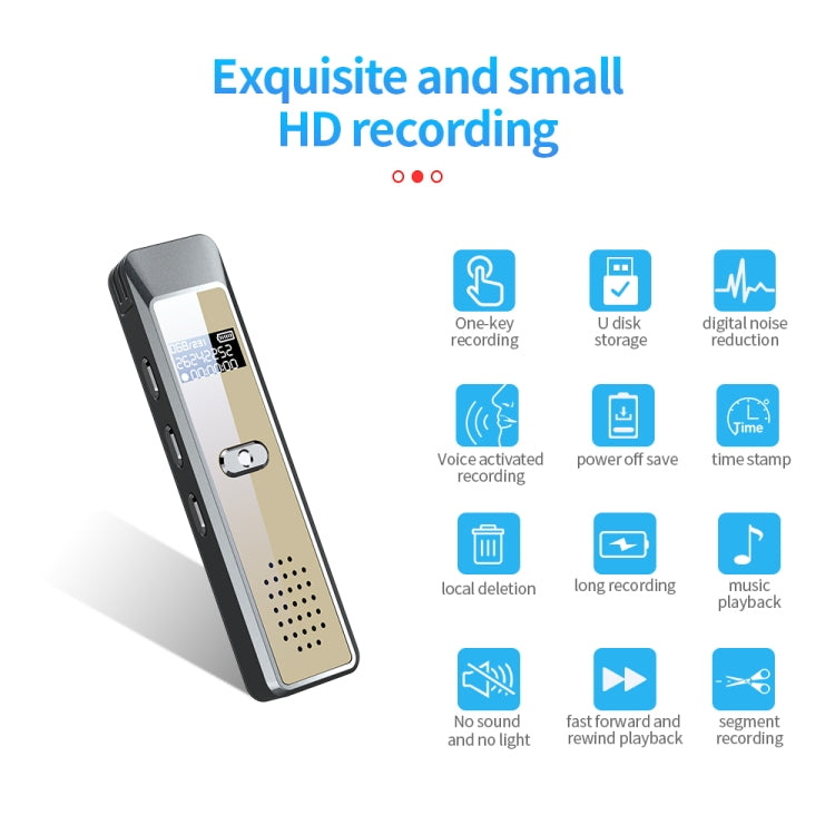 JNN Q7 Mini Portable Voice Recorder with OLED Screen, Memory:16GB(Grey+Gold) - Recording Pen by JNN | Online Shopping South Africa | PMC Jewellery | Buy Now Pay Later Mobicred