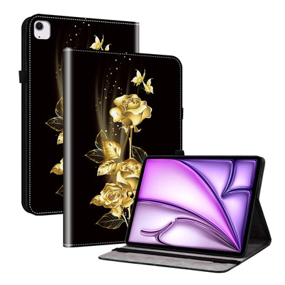 For iPad Air 13 2024 Crystal Texture Painted Leather Smart Tablet Case(Gold Butterfly Rose) - iPad Air 13 2024 Cases by PMC Jewellery | Online Shopping South Africa | PMC Jewellery | Buy Now Pay Later Mobicred