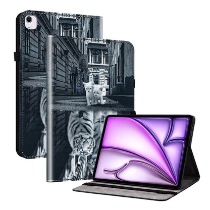 For iPad Air 13 2024 Crystal Texture Painted Leather Smart Tablet Case(Cat Reflection Tiger) - iPad Air 13 2024 Cases by PMC Jewellery | Online Shopping South Africa | PMC Jewellery | Buy Now Pay Later Mobicred