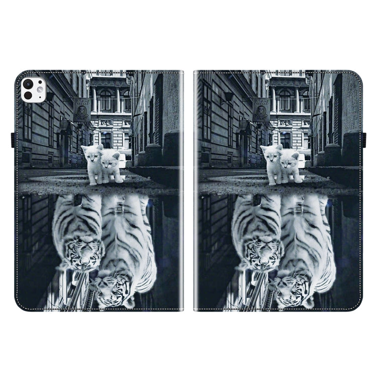 For iPad Pro 11 2024 Crystal Texture Painted Leather Smart Tablet Case(Cat Reflection Tiger) - iPad Pro 11 2024 Cases by PMC Jewellery | Online Shopping South Africa | PMC Jewellery | Buy Now Pay Later Mobicred
