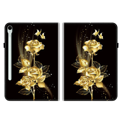 For Samsung Galaxy Tab S9 / S9 FE Crystal Texture Painted Leather Tablet Case(Gold Butterfly Rose) - Galaxy Tab S9 Cases by PMC Jewellery | Online Shopping South Africa | PMC Jewellery | Buy Now Pay Later Mobicred