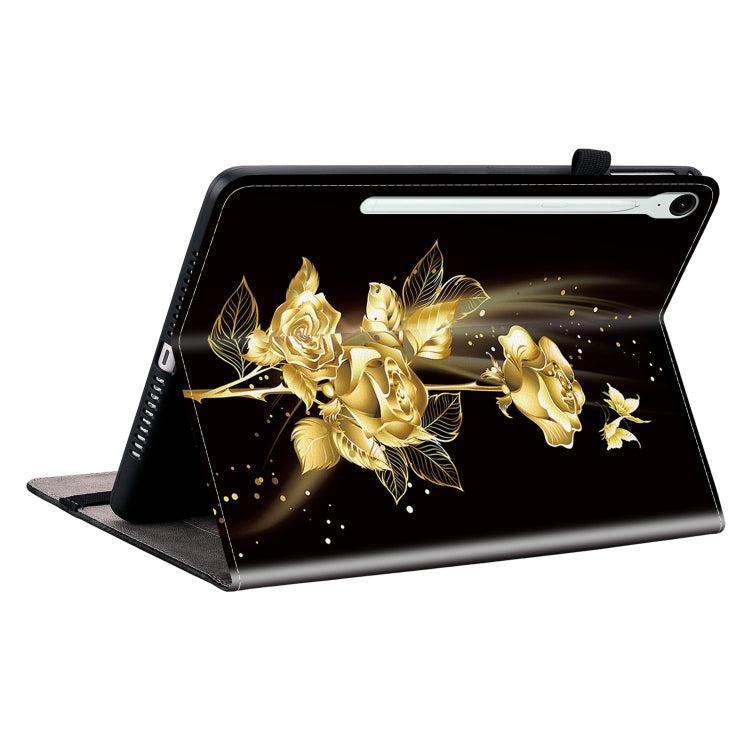 For Samsung Galaxy Tab S9 / S9 FE Crystal Texture Painted Leather Tablet Case(Gold Butterfly Rose) - Galaxy Tab S9 Cases by PMC Jewellery | Online Shopping South Africa | PMC Jewellery | Buy Now Pay Later Mobicred