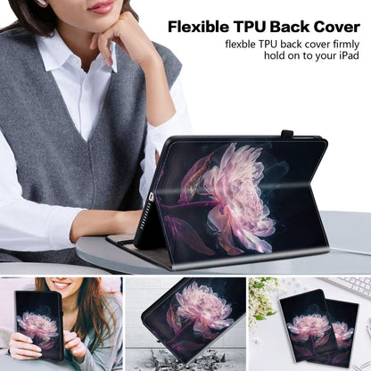 For Samsung Galaxy Tab S9 / S9 FE Crystal Texture Painted Leather Tablet Case(Purple Peony) - Galaxy Tab S9 Cases by PMC Jewellery | Online Shopping South Africa | PMC Jewellery | Buy Now Pay Later Mobicred