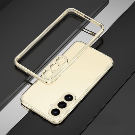 For Samsung Galaxy S24 5G Aurora Series Lens Protector + Metal Frame Phone Case(Gold Silver) - Galaxy S24 5G Cases by PMC Jewellery | Online Shopping South Africa | PMC Jewellery | Buy Now Pay Later Mobicred