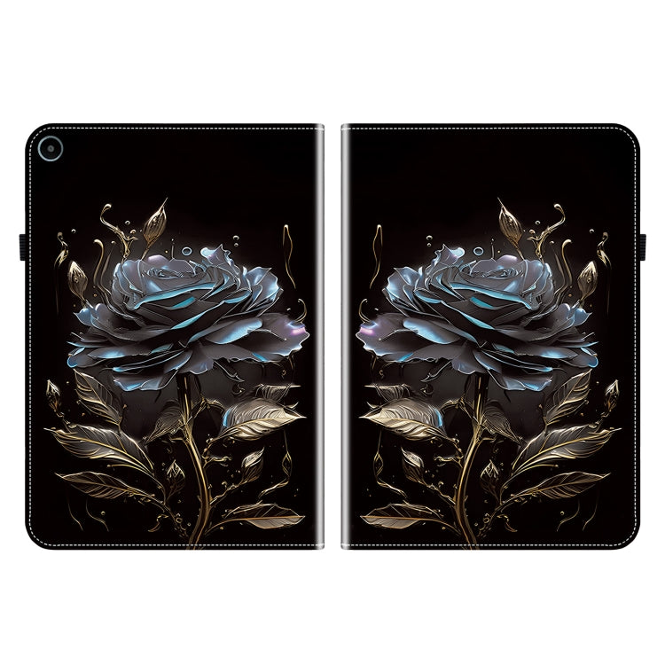 For Huawei MatePad SE 10.4 Crystal Texture Painted Leather Smart Tablet Case(Black Rose) - Huawei by PMC TechLife | Online Shopping South Africa | PMC TechLife | Buy Now Pay Later Mobicred