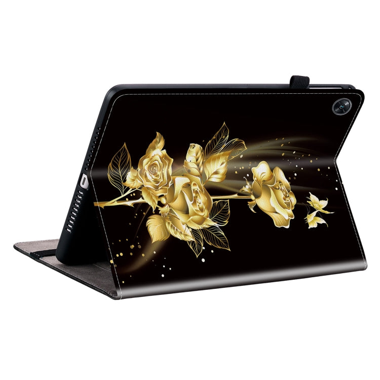 For OPPO Pad Air Crystal Texture Painted Leather Tablet Case(Gold Butterfly Rose) - OPPO by PMC TechLife | Online Shopping South Africa | PMC TechLife | Buy Now Pay Later Mobicred