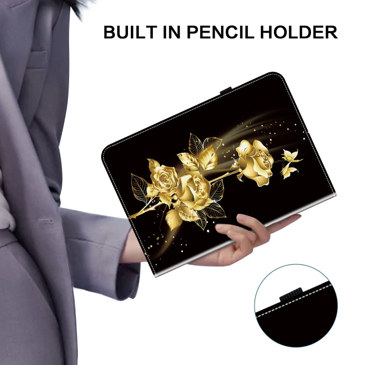 For OPPO Pad Air Crystal Texture Painted Leather Tablet Case(Gold Butterfly Rose) - OPPO by PMC TechLife | Online Shopping South Africa | PMC TechLife | Buy Now Pay Later Mobicred