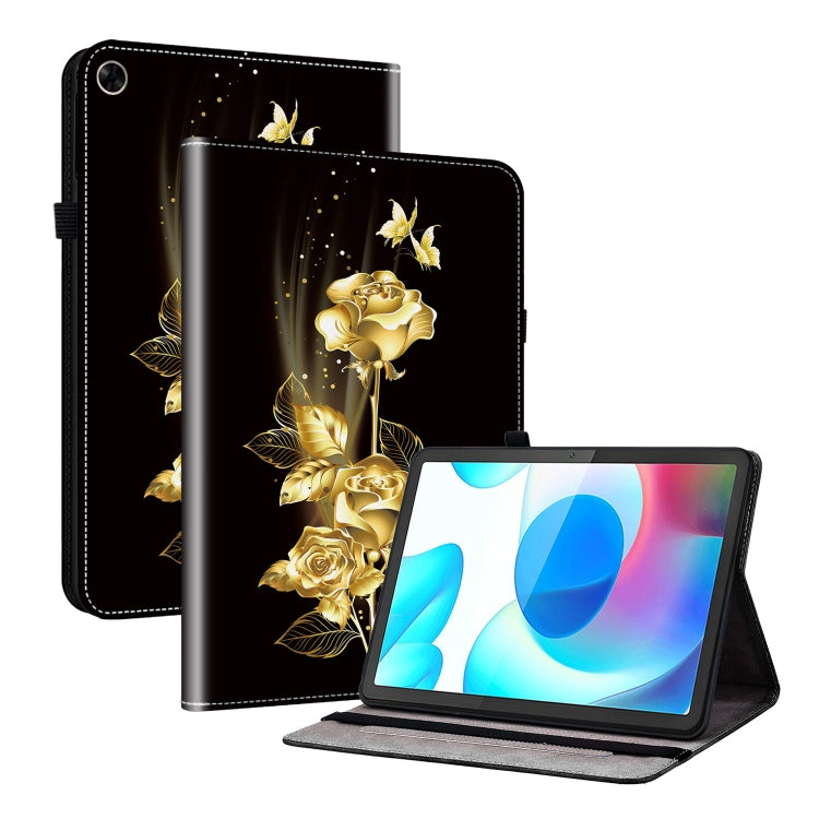 For Realme Pad 10.4 Crystal Texture Painted Leather Tablet Case(Gold Butterfly Rose) - Realme by PMC TechLife | Online Shopping South Africa | PMC TechLife | Buy Now Pay Later Mobicred