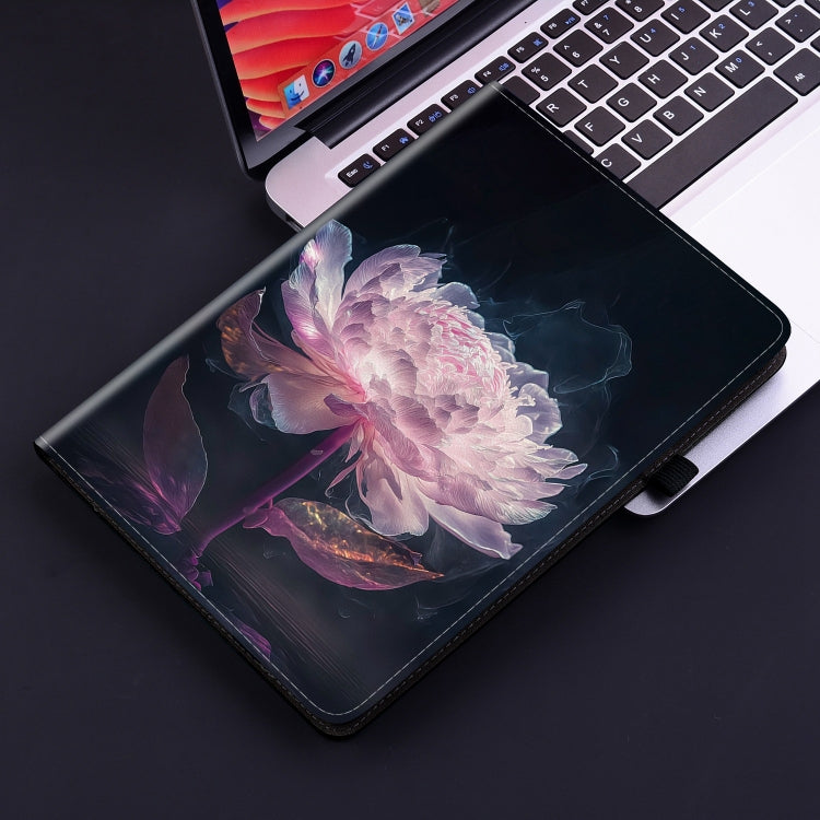 For Nokia T21 Crystal Texture Painted Leather Tablet Case(Purple Peony) - Nokia by PMC TechLife | Online Shopping South Africa | PMC TechLife | Buy Now Pay Later Mobicred