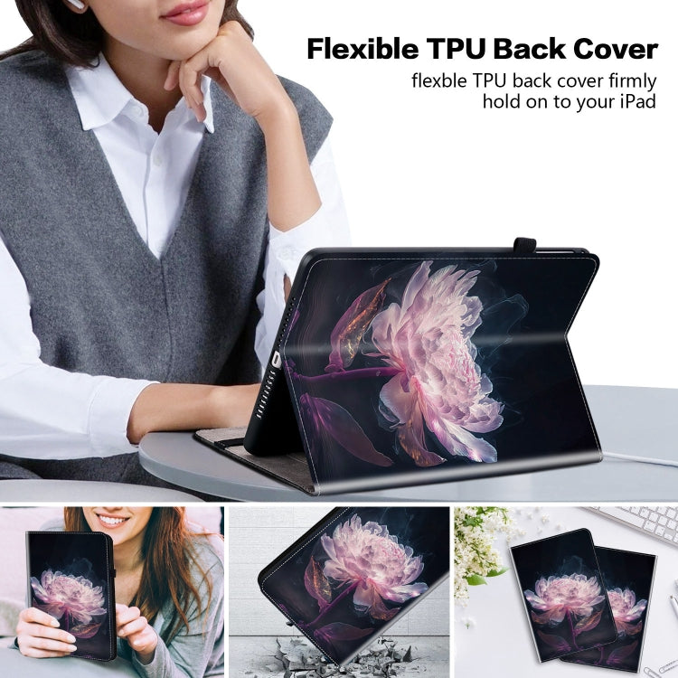 For Nokia T21 Crystal Texture Painted Leather Tablet Case(Purple Peony) - Nokia by PMC TechLife | Online Shopping South Africa | PMC TechLife | Buy Now Pay Later Mobicred