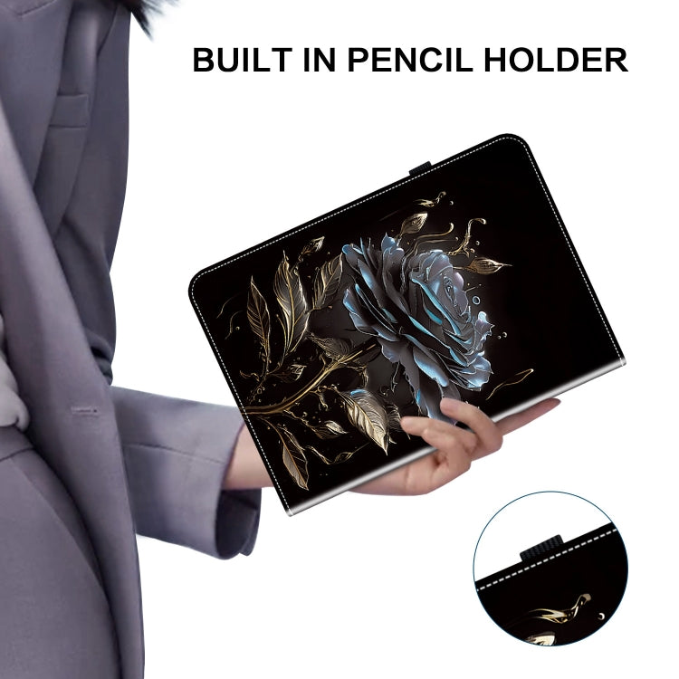 For Nokia T21 Crystal Texture Painted Leather Tablet Case(Black Rose) - Nokia by PMC TechLife | Online Shopping South Africa | PMC TechLife | Buy Now Pay Later Mobicred