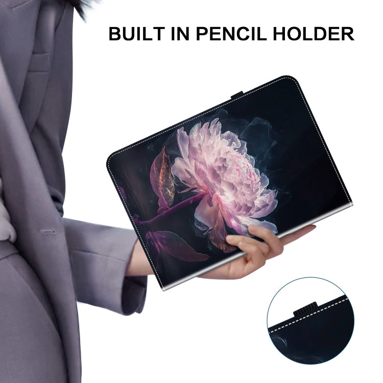 For Nokia T20 10.4 2021 Crystal Texture Painted Leather Tablet Case(Purple Peony) - Nokia by PMC TechLife | Online Shopping South Africa | PMC TechLife | Buy Now Pay Later Mobicred