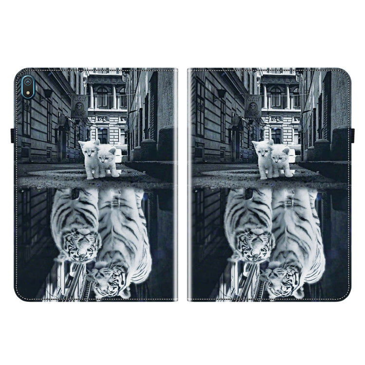 For Nokia T20 10.4 2021 Crystal Texture Painted Leather Tablet Case(Cat Reflection Tiger) - Nokia by PMC TechLife | Online Shopping South Africa | PMC TechLife | Buy Now Pay Later Mobicred