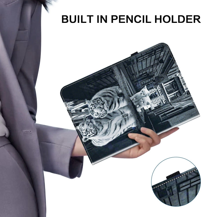 For Nokia T20 10.4 2021 Crystal Texture Painted Leather Tablet Case(Cat Reflection Tiger) - Nokia by PMC TechLife | Online Shopping South Africa | PMC TechLife | Buy Now Pay Later Mobicred