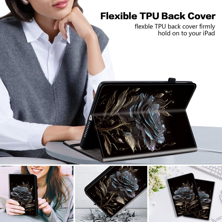 For Amazon Fire HD10 / HD10 Plus 2021 Crystal Texture Painted Leather Smart Tablet Case(Black Rose) - Amazon by PMC TechLife | Online Shopping South Africa | PMC TechLife | Buy Now Pay Later Mobicred