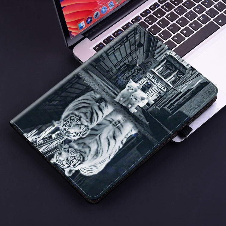 For Amazon Fire HD10 / HD10 Plus 2021 Crystal Texture Painted Leather Smart Tablet Case(Cat Reflection Tiger) - Amazon by PMC TechLife | Online Shopping South Africa | PMC TechLife | Buy Now Pay Later Mobicred