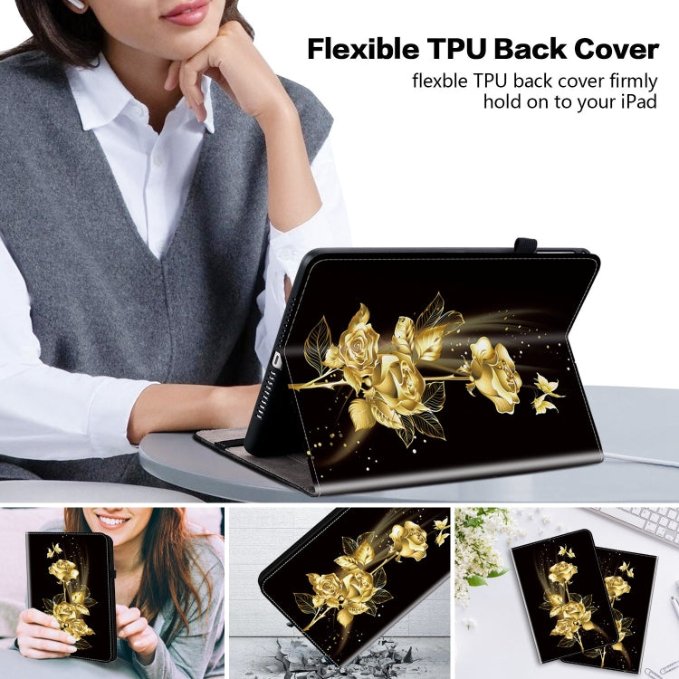 For Amazon Fire Max 11 Crystal Texture Painted Leather Tablet Case(Gold Butterfly Rose) - Amazon by PMC TechLife | Online Shopping South Africa | PMC TechLife | Buy Now Pay Later Mobicred