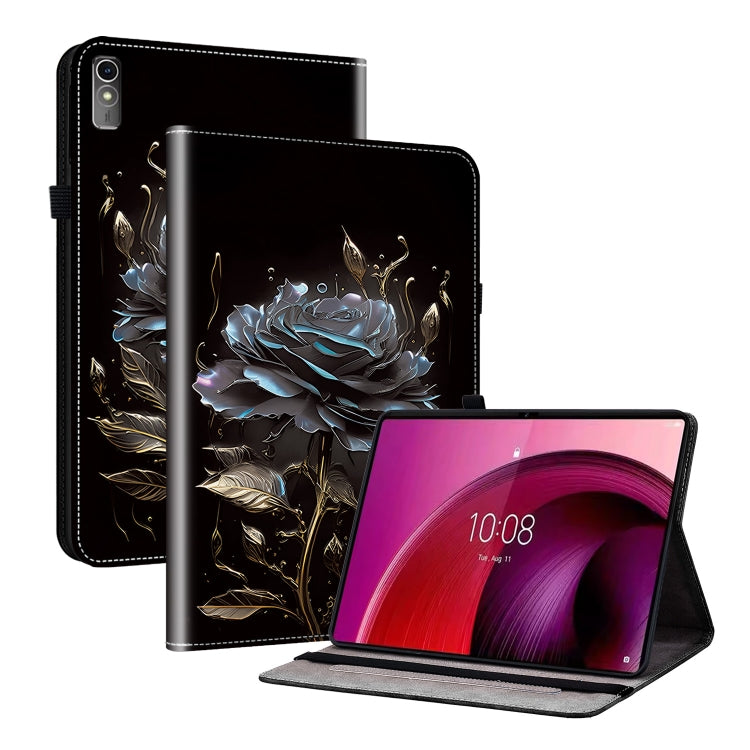 For Lenovo Tab M10 5G 2023 Crystal Texture Painted Leather Tablet Case(Black Rose) - Lenovo by PMC TechLife | Online Shopping South Africa | PMC TechLife | Buy Now Pay Later Mobicred