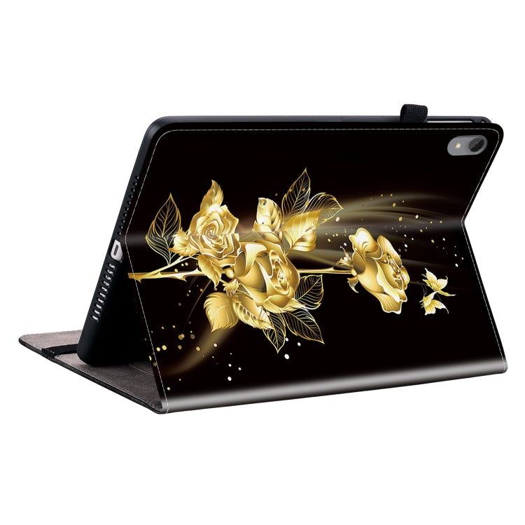 For Lenovo Tab P11 / Xiaoxin Pad Plus Crystal Texture Painted Leather Tablet Case(Gold Butterfly Rose) - free shipping - PMC TechLife - Order now!