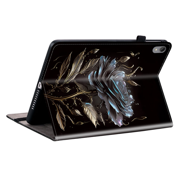 For Lenovo Tab P11 / Xiaoxin Pad Plus Crystal Texture Painted Leather Tablet Case(Black Rose) - Lenovo by PMC TechLife | Online Shopping South Africa | PMC TechLife | Buy Now Pay Later Mobicred
