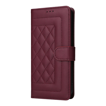 For iPhone 16 Plus Diamond Lattice Leather Flip Phone Case(Wine Red) - iPhone 16 Plus Cases by PMC Jewellery | Online Shopping South Africa | PMC Jewellery | Buy Now Pay Later Mobicred