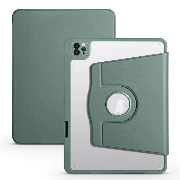 For iPad Air 11 2024 Acrylic 360 Degree Rotation Holder Leather Tablet Case(Pine Green) - iPad Air 11 2024 Cases by PMC Jewellery | Online Shopping South Africa | PMC Jewellery | Buy Now Pay Later Mobicred