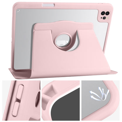 For iPad Air 13 2024 Acrylic 360 Degree Rotation Holder Leather Tablet Case(Sand Pink) - iPad Air 13 2024 Cases by PMC Jewellery | Online Shopping South Africa | PMC Jewellery | Buy Now Pay Later Mobicred