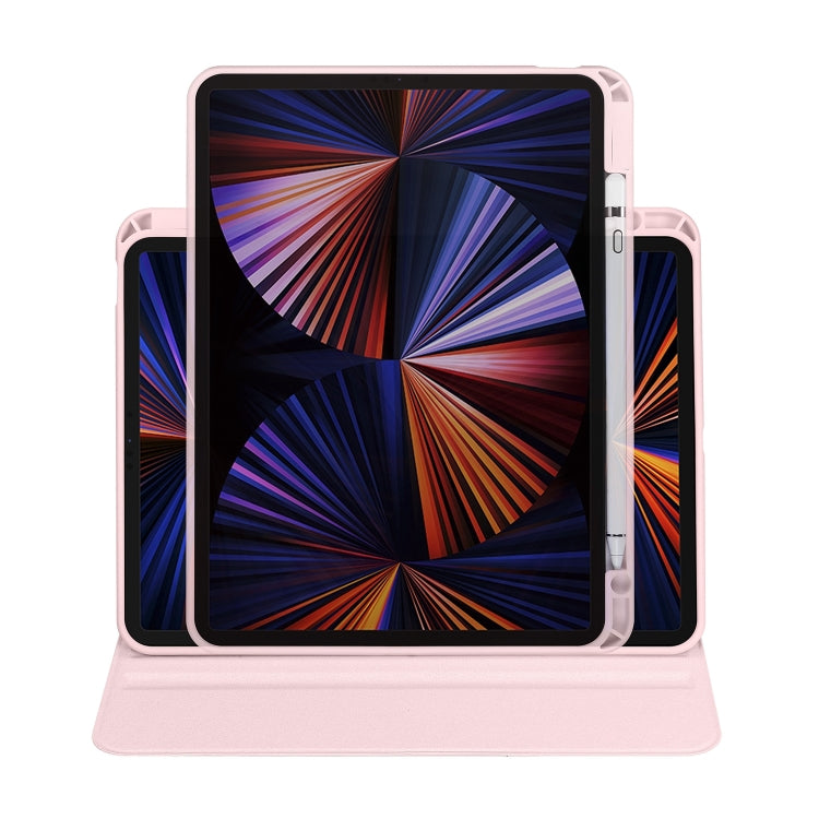 For iPad Air 13 2024 Acrylic 360 Degree Rotation Holder Leather Tablet Case(Sand Pink) - iPad Air 13 2024 Cases by PMC Jewellery | Online Shopping South Africa | PMC Jewellery | Buy Now Pay Later Mobicred