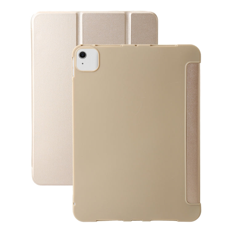 For iPad Air 13 2024 Three-fold Holder Flip Tablet Leather Case(Gold) - iPad Air 13 2024 Cases by PMC Jewellery | Online Shopping South Africa | PMC Jewellery | Buy Now Pay Later Mobicred