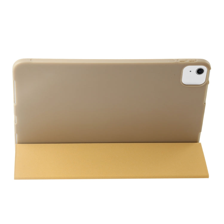 For iPad Air 13 2024 Three-fold Holder Flip Tablet Leather Case(Gold) - iPad Air 13 2024 Cases by PMC Jewellery | Online Shopping South Africa | PMC Jewellery | Buy Now Pay Later Mobicred