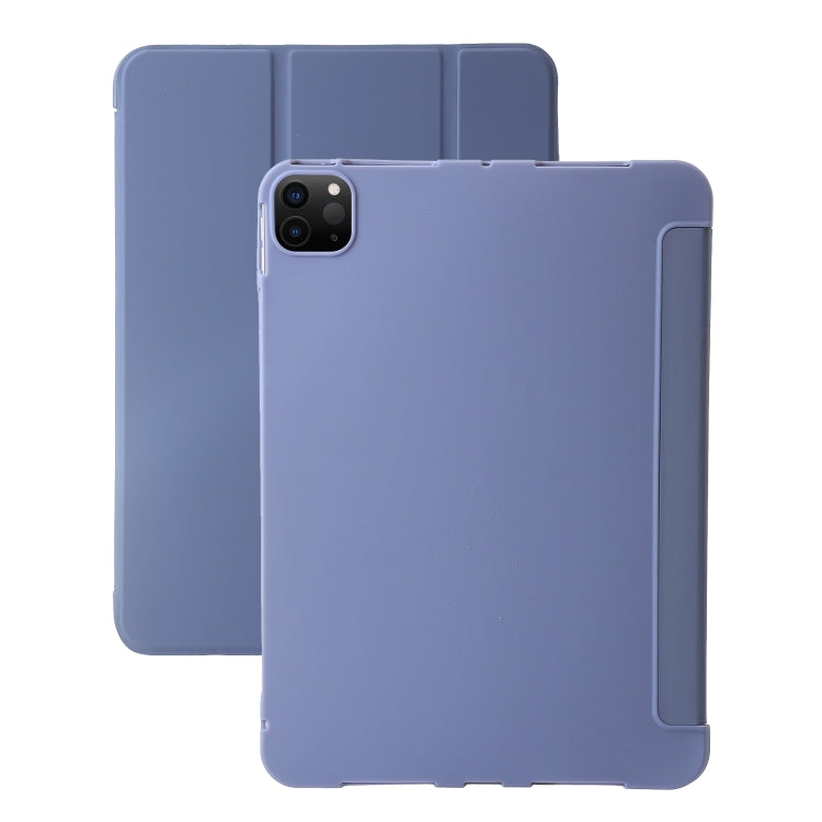 For iPad Pro 11 2024 Three-fold Holder Flip Tablet Leather Case(Purple) - iPad Pro 11 2024 Cases by PMC TechLife | Online Shopping South Africa | PMC TechLife | Buy Now Pay Later Mobicred