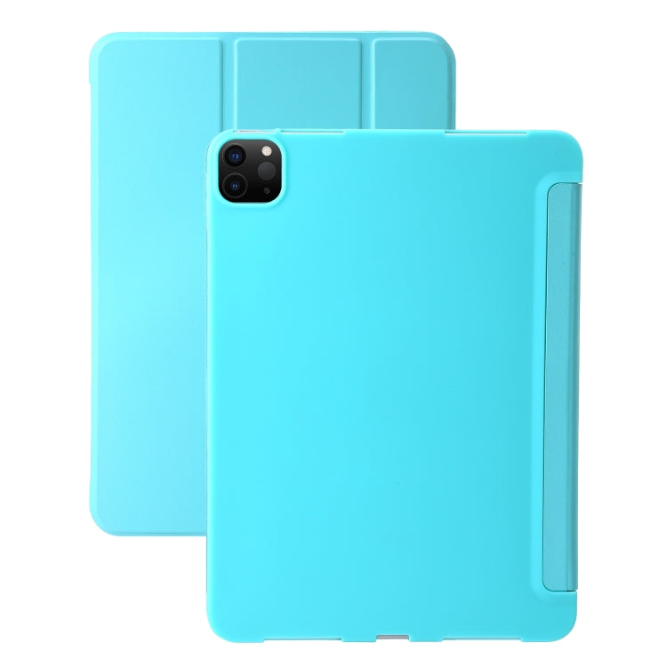 For iPad Pro 11 2024 Three-fold Holder Flip Tablet Leather Case(Mint Blue) - iPad Pro 11 2024 Cases by PMC TechLife | Online Shopping South Africa | PMC TechLife | Buy Now Pay Later Mobicred