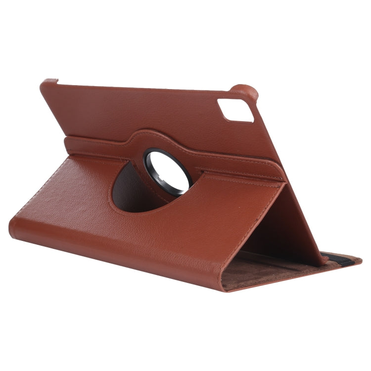 For iPad Pro 13 2024 360 Degree Rotation Litchi Texture Leather Tablet Case with Holder(Brown) - iPad Pro 13 2024 Cases by PMC Jewellery | Online Shopping South Africa | PMC Jewellery | Buy Now Pay Later Mobicred