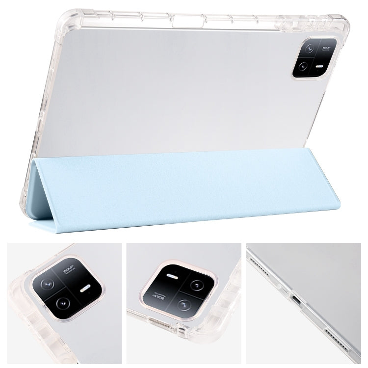 For iPad Pro 13 2024 3-fold Clear TPU Smart Leather Tablet Case with Pen Slot(Ice Blue) - iPad Pro 13 2024 Cases by PMC Jewellery | Online Shopping South Africa | PMC Jewellery | Buy Now Pay Later Mobicred