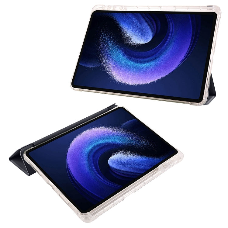 For iPad Pro 13 2024 3-fold Clear TPU Smart Leather Tablet Case with Pen Slot(Black) - iPad Pro 13 2024 Cases by PMC TechLife | Online Shopping South Africa | PMC TechLife | Buy Now Pay Later Mobicred