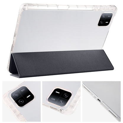 For iPad Pro 13 2024 3-fold Clear TPU Smart Leather Tablet Case with Pen Slot(Black) - iPad Pro 13 2024 Cases by PMC Jewellery | Online Shopping South Africa | PMC Jewellery | Buy Now Pay Later Mobicred