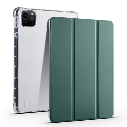 For iPad Pro 11 2024 3-fold Clear TPU Smart Leather Tablet Case with Pen Slot(Dark Green) - iPad Pro 11 2024 Cases by PMC Jewellery | Online Shopping South Africa | PMC Jewellery | Buy Now Pay Later Mobicred