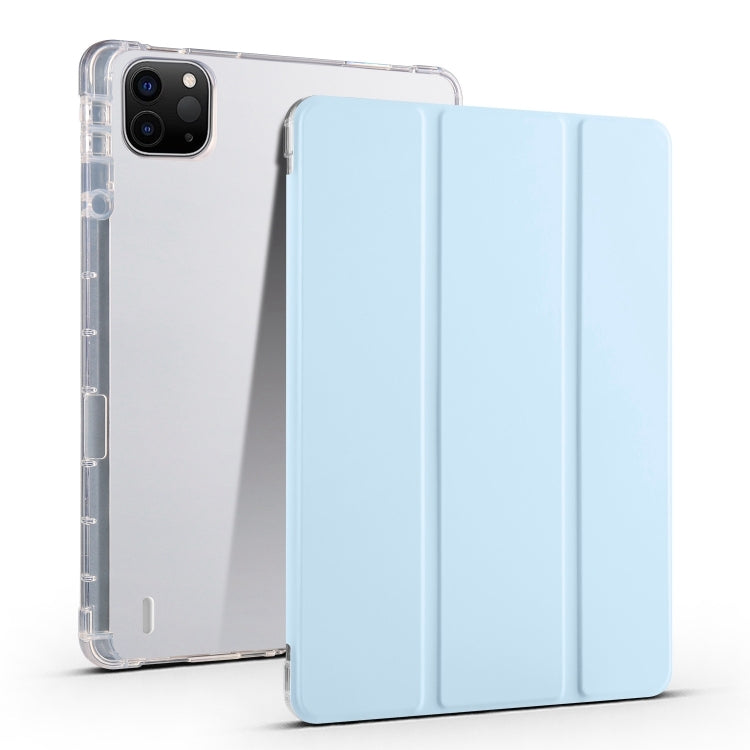 For iPad Pro 11 2024 3-fold Clear TPU Smart Leather Tablet Case with Pen Slot(Ice Blue) - iPad Pro 11 2024 Cases by PMC Jewellery | Online Shopping South Africa | PMC Jewellery | Buy Now Pay Later Mobicred