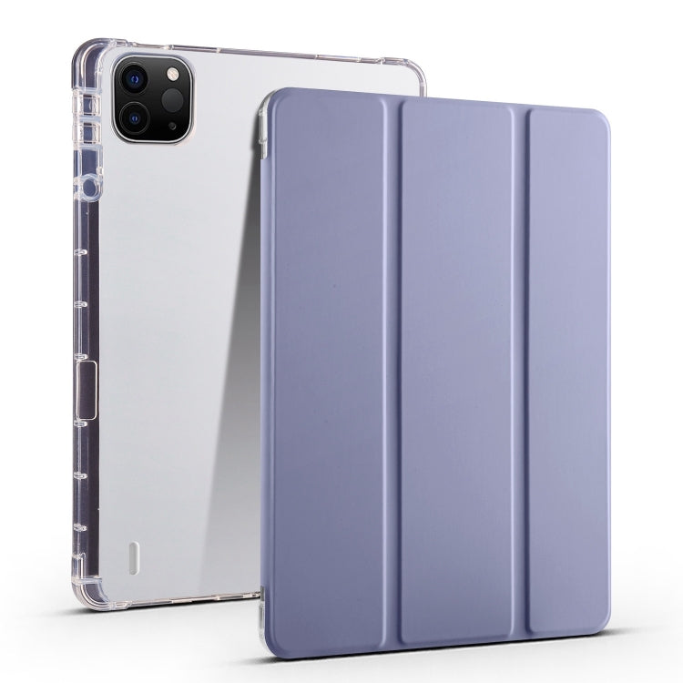 For iPad Pro 11 2024 3-fold Clear TPU Smart Leather Tablet Case with Pen Slot(Lavender Purple) - iPad Pro 11 2024 Cases by PMC Jewellery | Online Shopping South Africa | PMC Jewellery | Buy Now Pay Later Mobicred