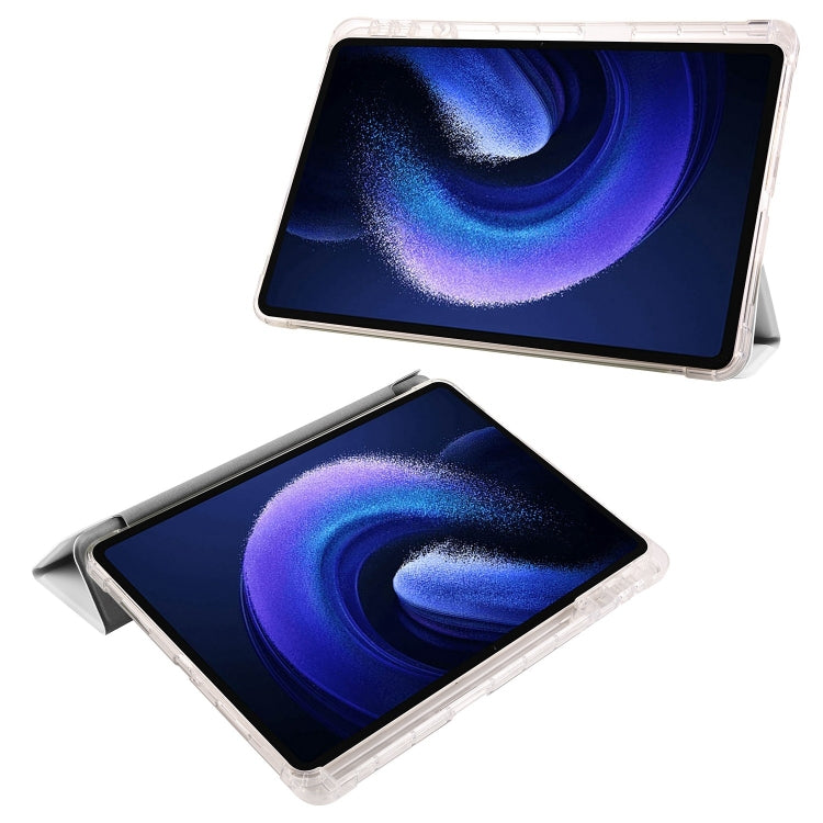 For iPad Air 11 2024 3-fold Clear TPU Smart Leather Tablet Case with Pen Slot(Space Gray) - iPad Air 11 2024 Cases by PMC TechLife | Online Shopping South Africa | PMC TechLife | Buy Now Pay Later Mobicred