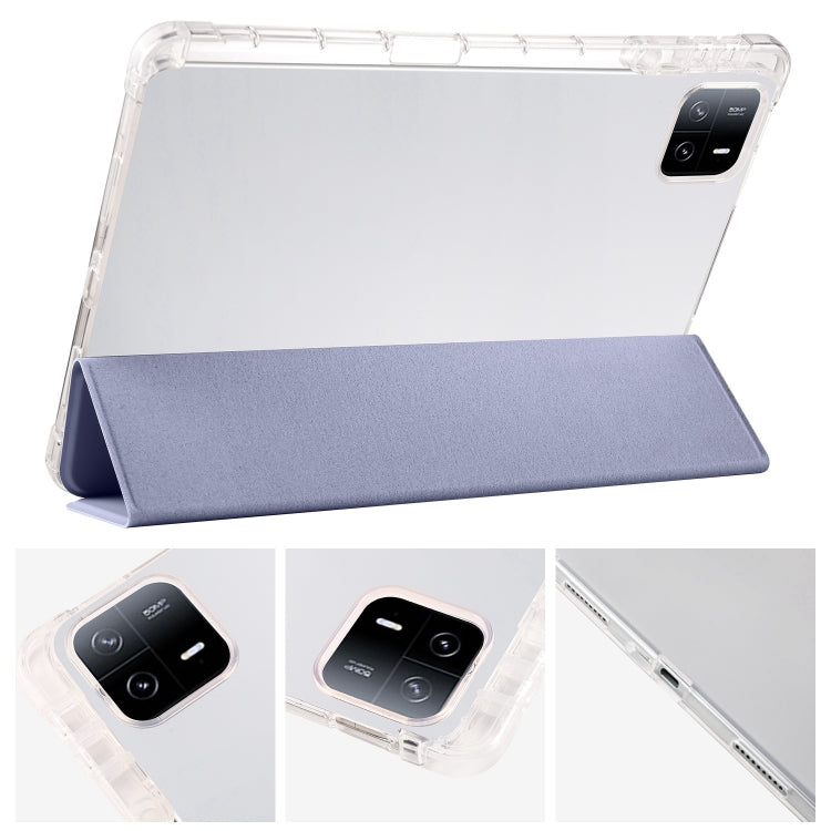 For iPad Air 13 2024 3-fold Clear TPU Smart Leather Tablet Case with Pen Slot(Lavender Purple) - iPad Air 13 2024 Cases by PMC Jewellery | Online Shopping South Africa | PMC Jewellery | Buy Now Pay Later Mobicred