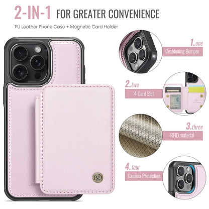 For iPhone 15 Pro JEEHOOD J05 Business Magnetic Style RFID Leather Phone Case(Pink) - iPhone 15 Pro Cases by JEEHOOD | Online Shopping South Africa | PMC Jewellery | Buy Now Pay Later Mobicred