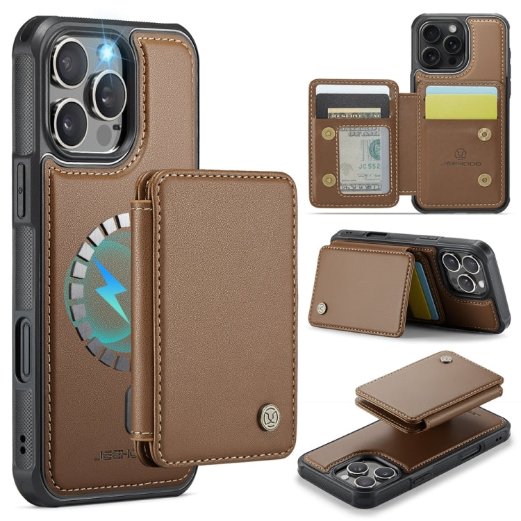 For iPhone 16 Pro Max JEEHOOD J05 Business Magnetic Style RFID Leather Phone Case(Brown) - iPhone 16 Pro Max Cases by JEEHOOD | Online Shopping South Africa | PMC Jewellery | Buy Now Pay Later Mobicred